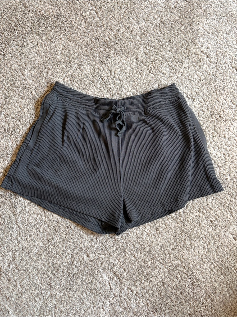 KOTN Grey Ribbed Drawstring Athletic Shorts